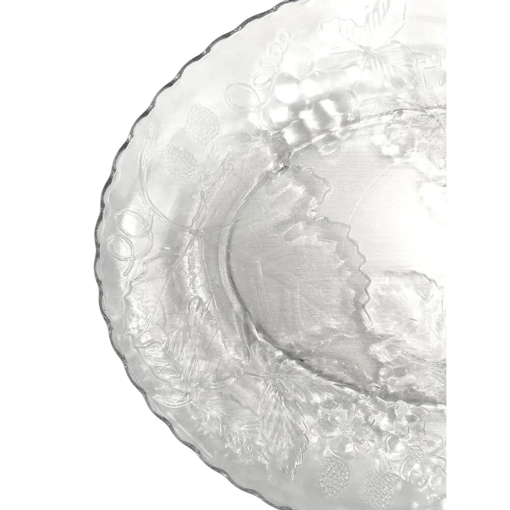 Anchor Hocking Heavy Glass Oval Embossed Grapes Leaves Berries Platter 17.75